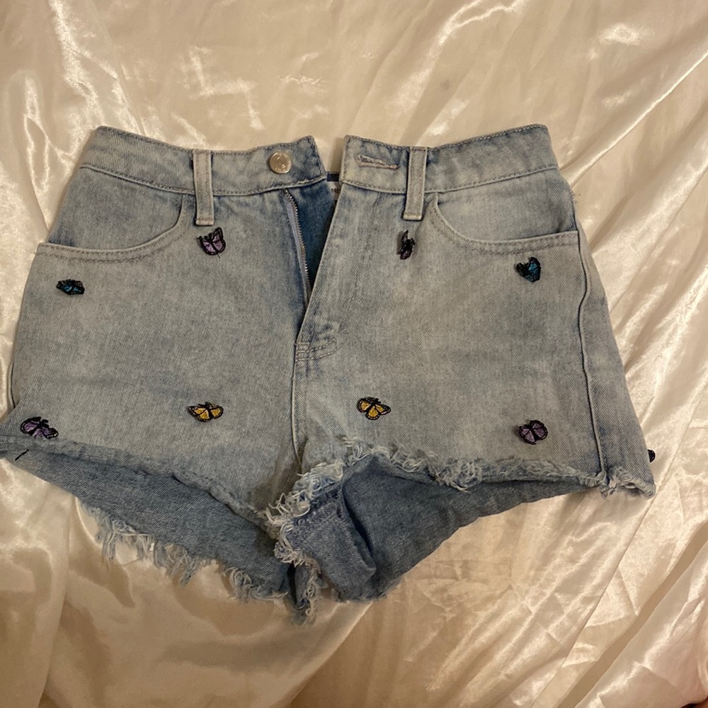 forever 21 womens size 24 distressed jean butterfly shorts